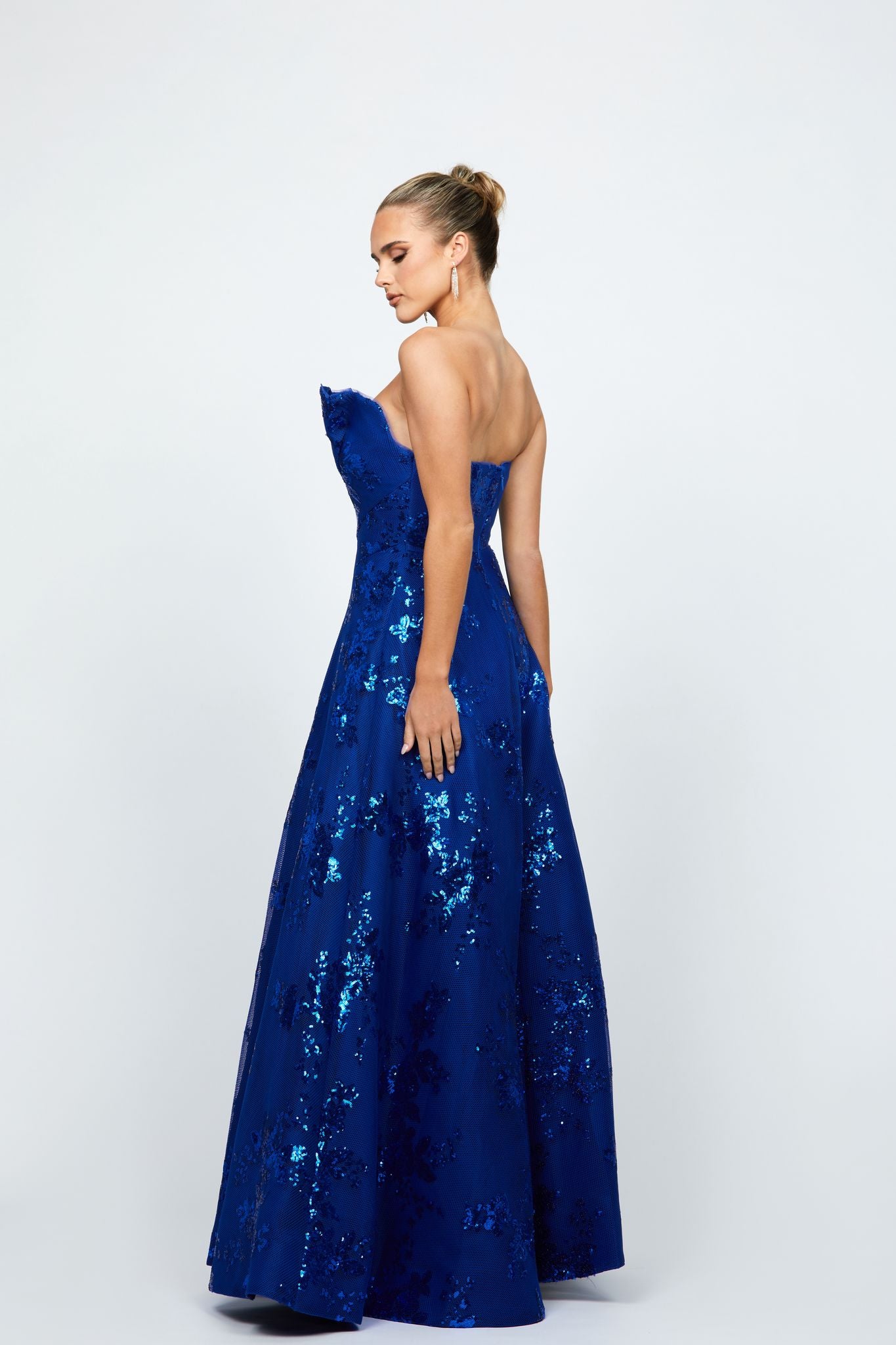 Bariano - Kendra Ruffle Strapless Gown