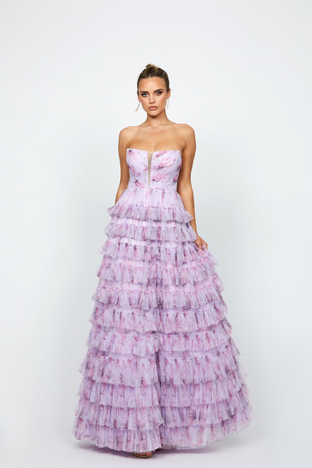 Bariano - Harmoni Strapless Tiered Gown