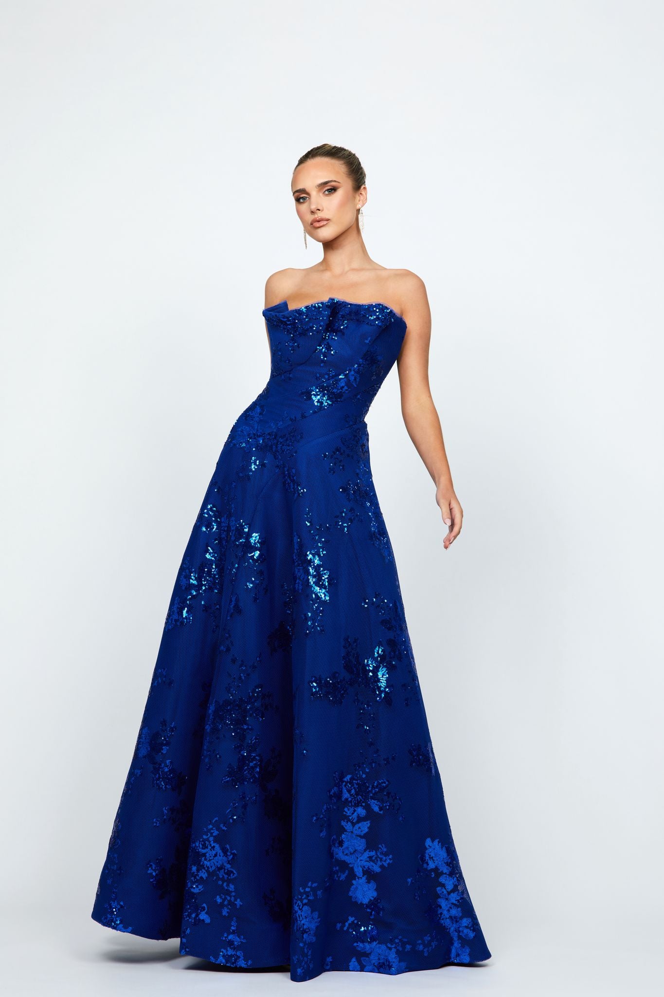 Bariano - Kendra Ruffle Strapless Gown