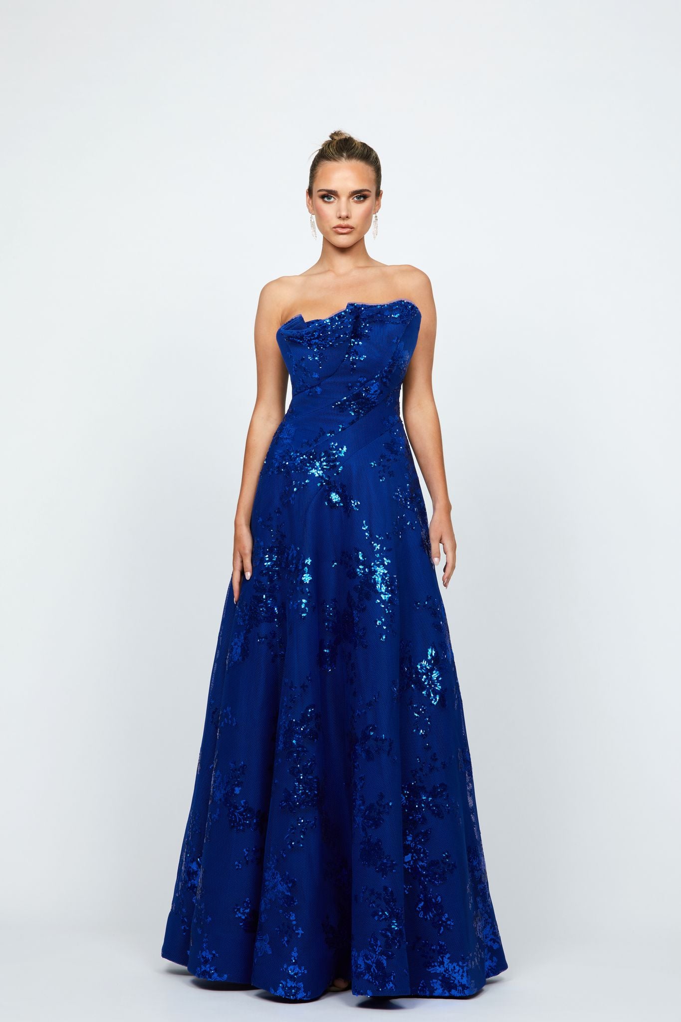 Bariano - Kendra Ruffle Strapless Gown