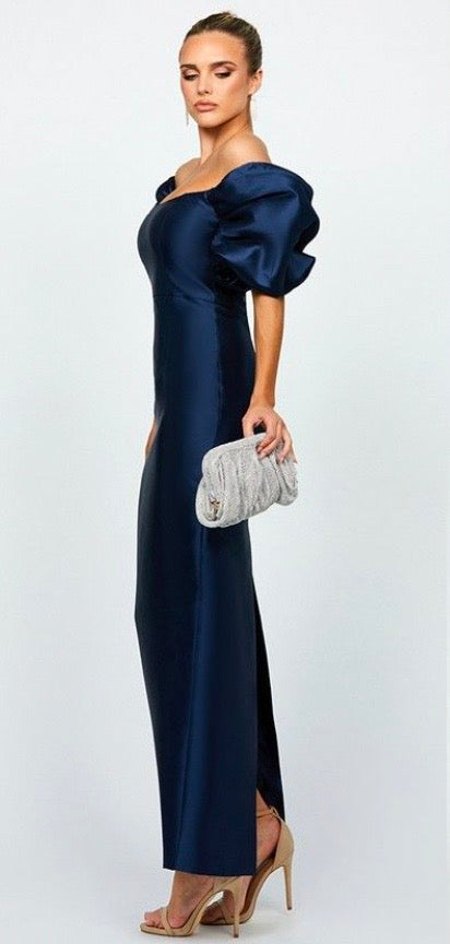 Bariano - Meredith Puff Sleeves Scooped Gown