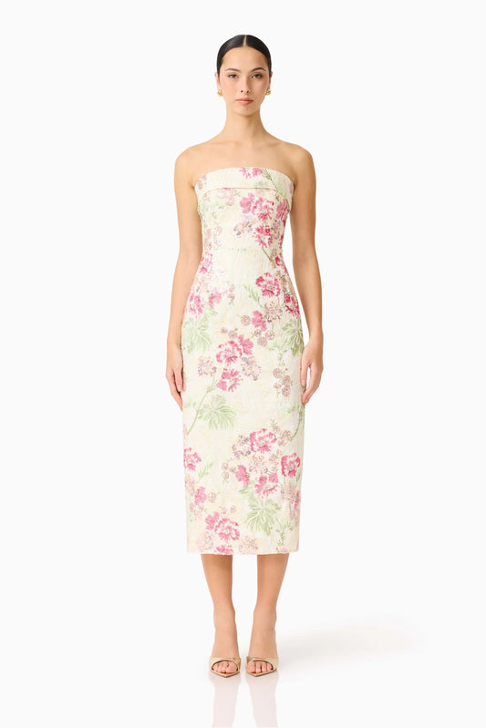 Elliatt - Greta Embroidered Midi Dress [Cream & Pink Floral]