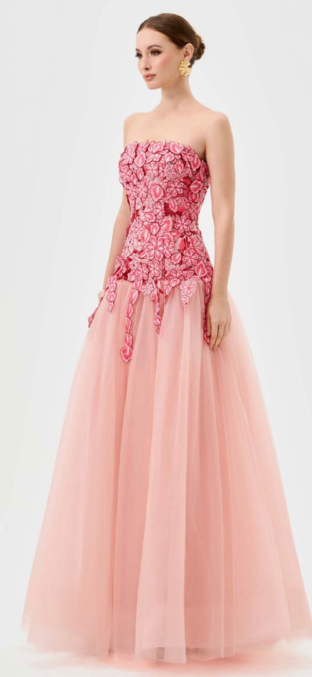 Bariano - Poppi Strapless Floral Gown