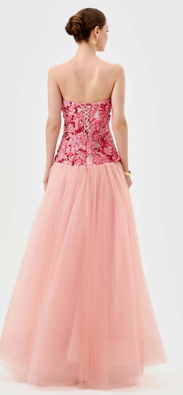 Bariano - Poppi Strapless Floral Gown