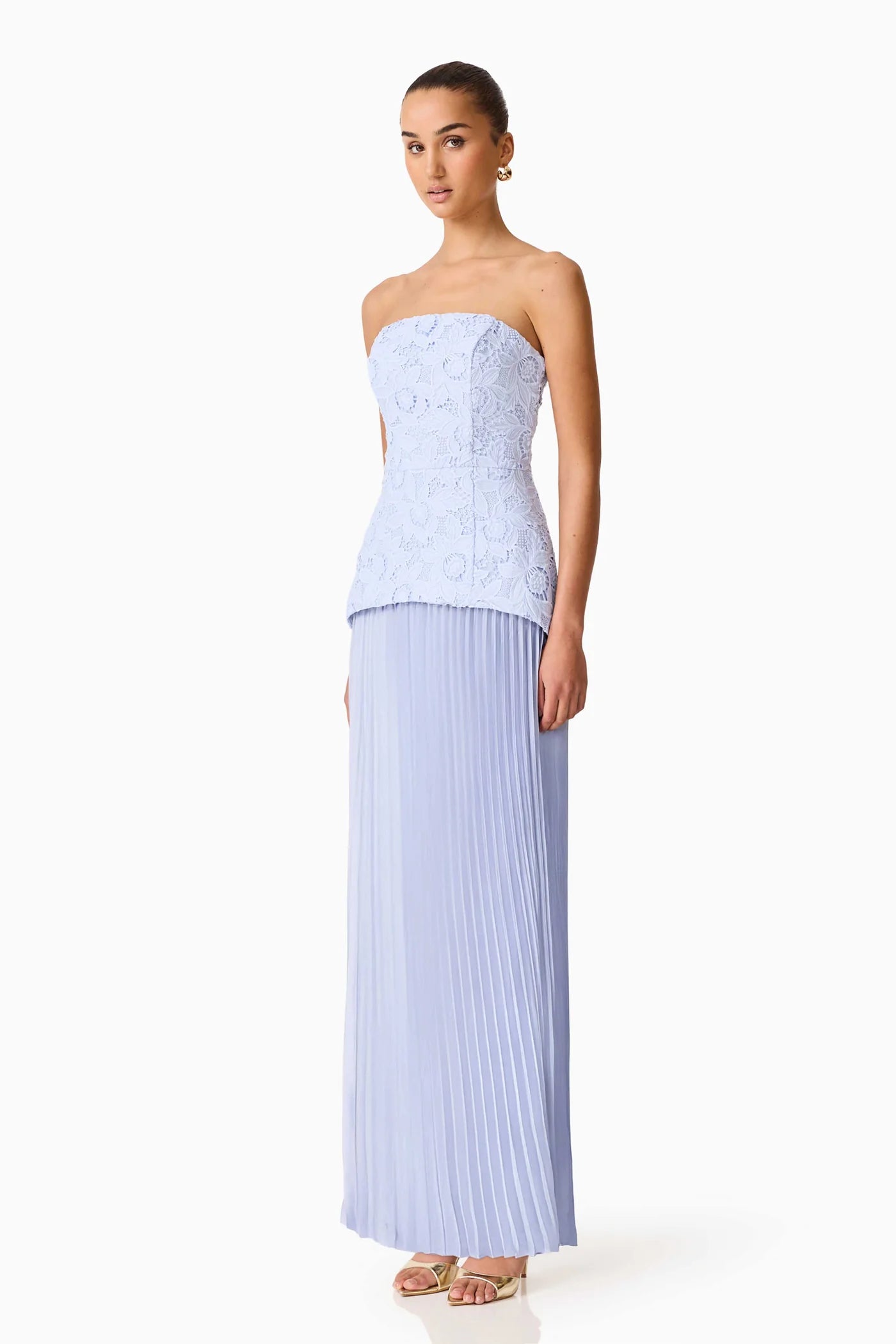 Elliatt - Lacy Strapless Gown [Powder Blue]