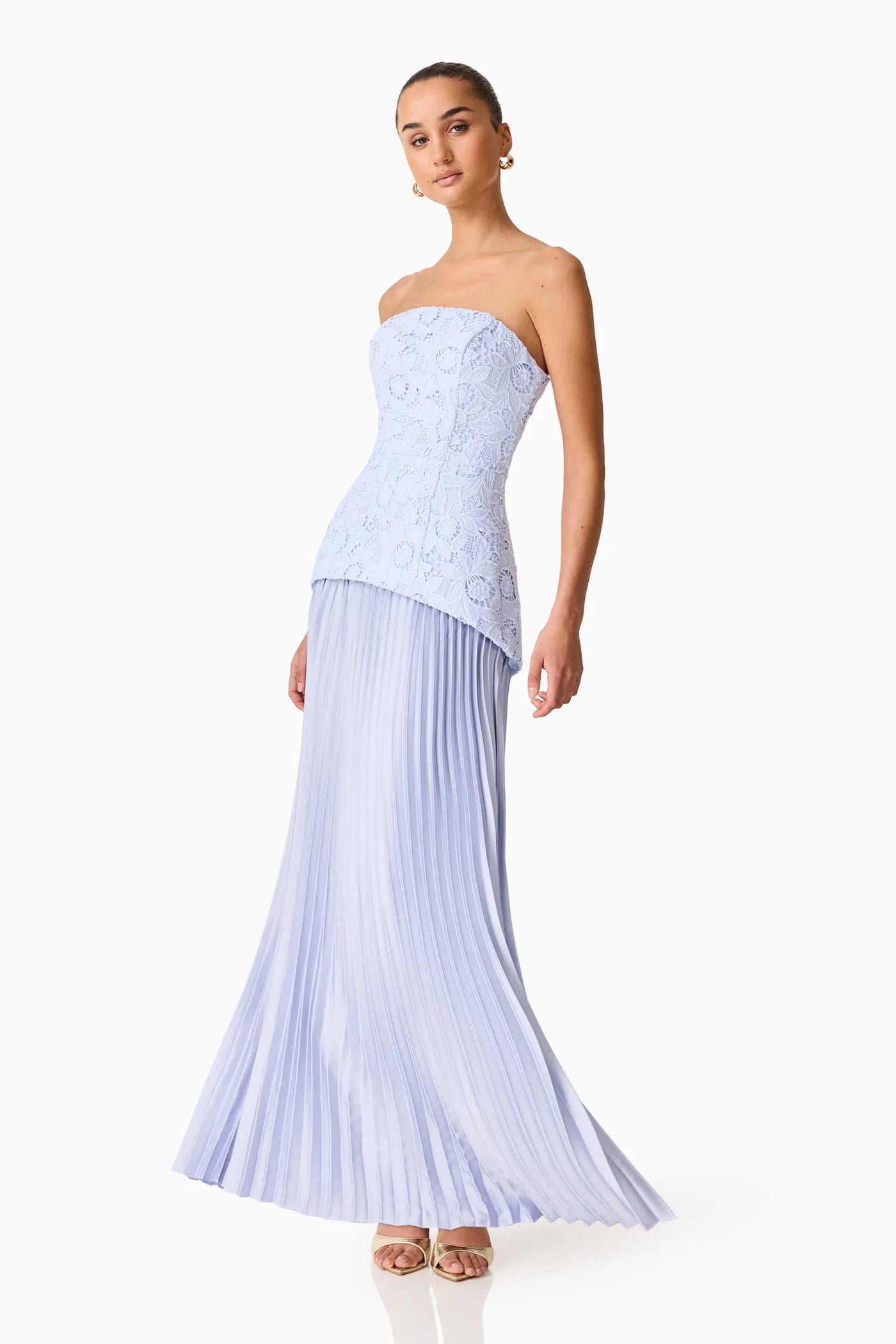 Elliatt - Lacy Strapless Gown [Powder Blue]