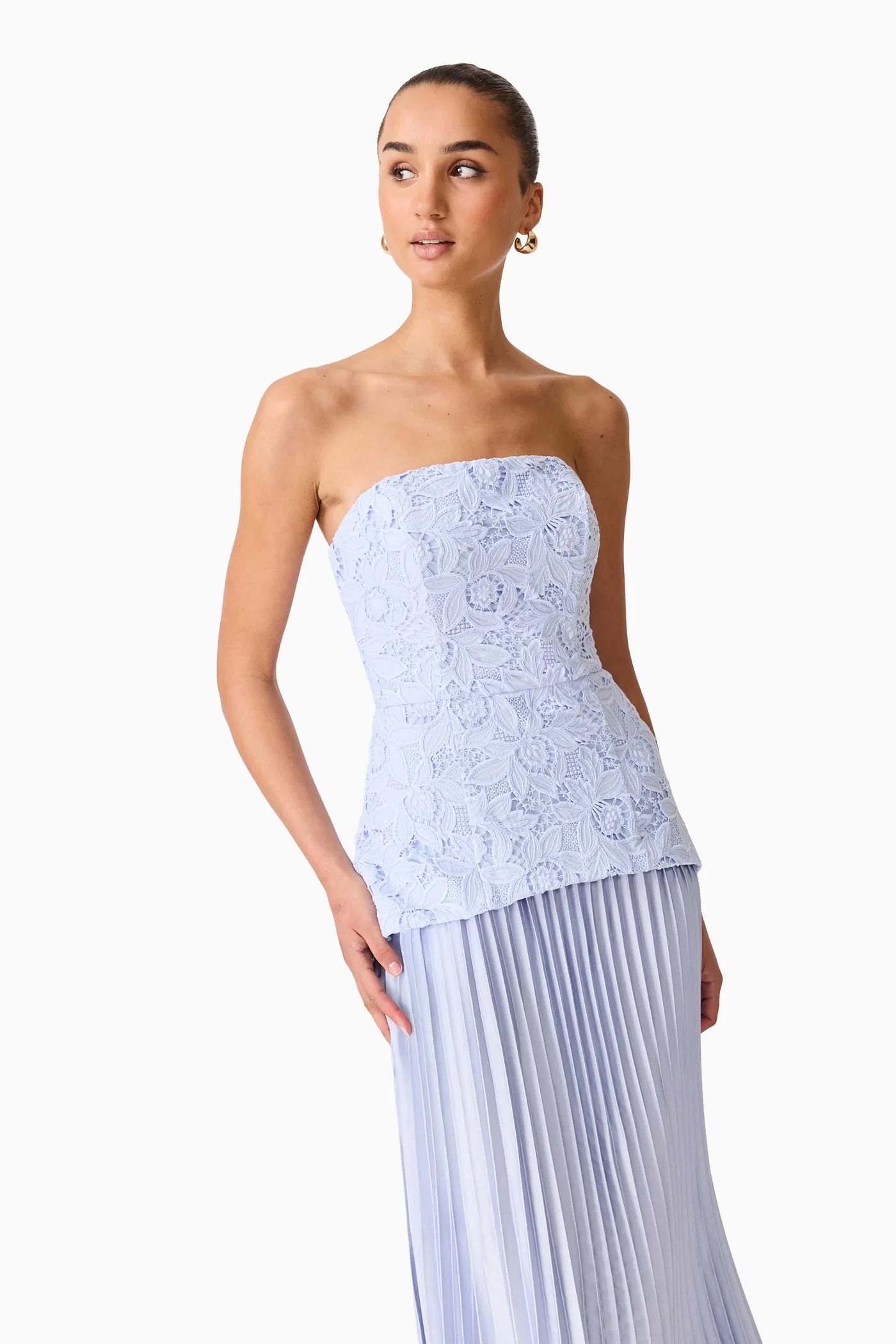 Elliatt - Lacy Strapless Gown [Powder Blue]