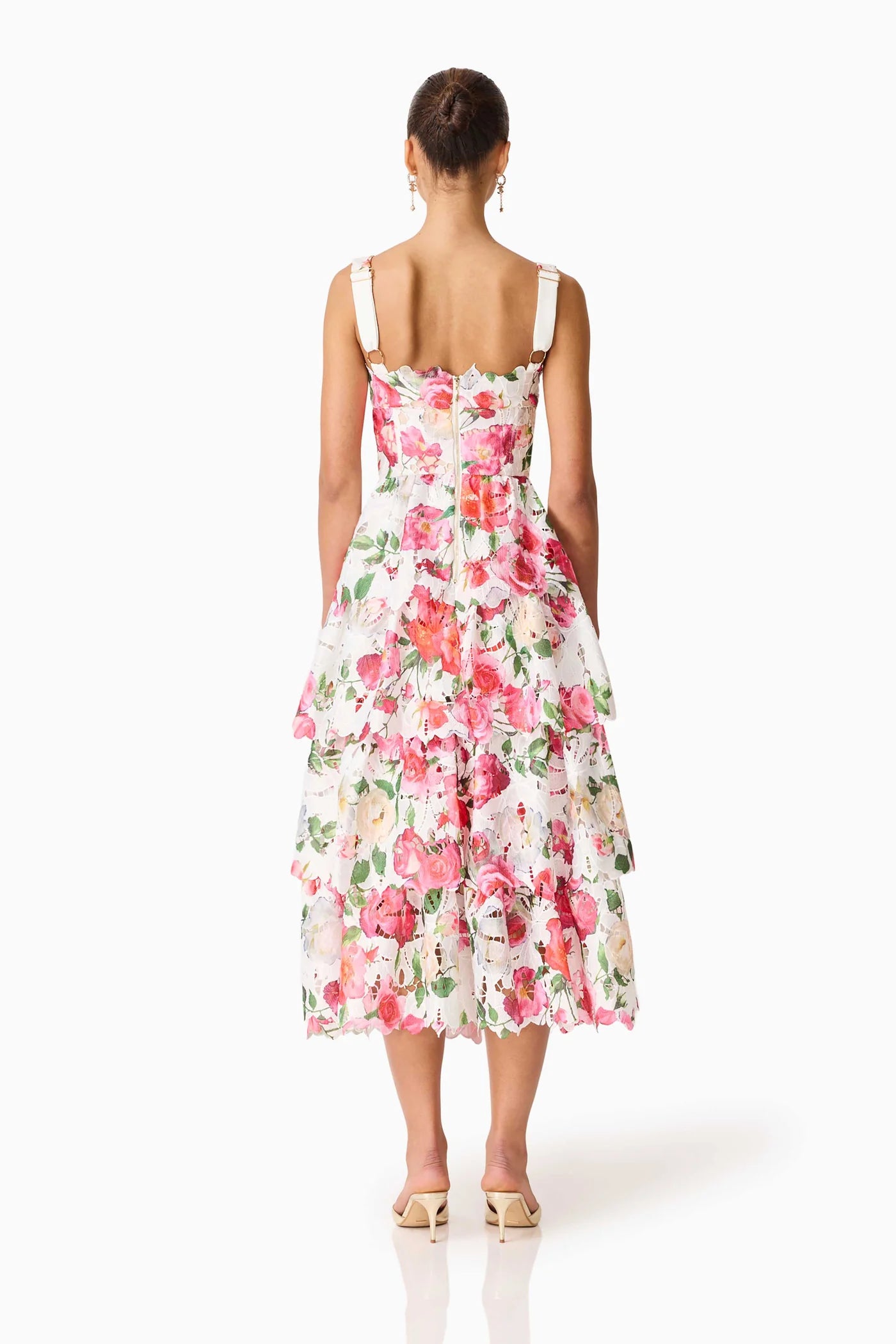 Elliatt - Roselle Tiered Midi Dress Pink Floral