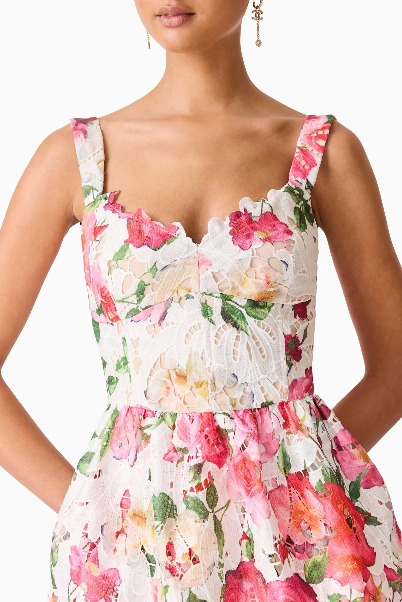 Elliatt - Roselle Tiered Midi Dress Pink Floral