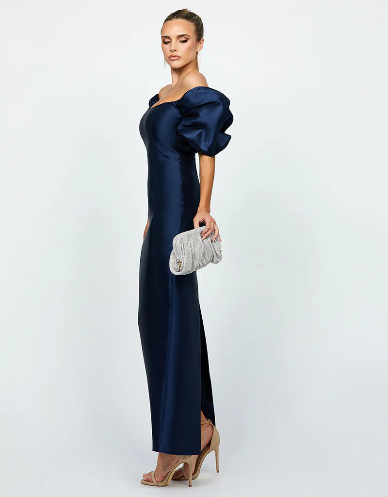 Bariano - Meredith Puff Sleeves Scooped Gown