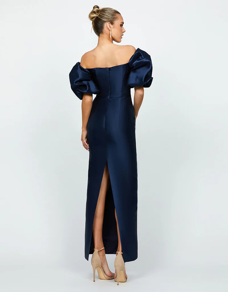 Bariano - Meredith Puff Sleeves Scooped Gown